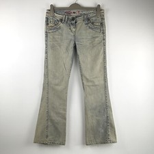 River Island Relaxed Bootleg Jeans Size UK 8 Light Wash Short Leg Studs EU 34