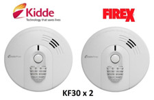 2 x Kidde KF30 FireX Heat Alarm Detector Mains Battery Back Up Interlink able