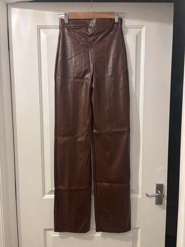 High waisted brown leather - high,