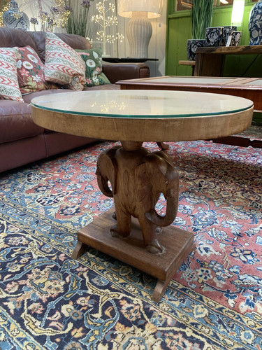 Vintage wooden elephant oval - vintage,