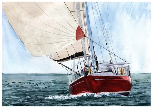 Painting rustler 36 yacht - a,