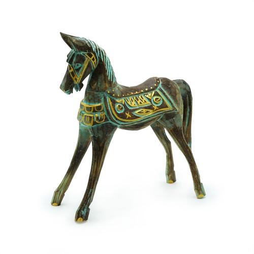 Medium gold turquoise horse - medium, &