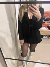 ZARA BLACK BLAZER M 10 SOFT MATERIAL SMART JACKET COAT TOP LONG SLEEVE PARTY