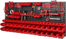 WALL MOUNTED TOOL PEG BOARD 1728mm x 780mm 103 ELEMENTS RED GARAGE STORAGE BINS