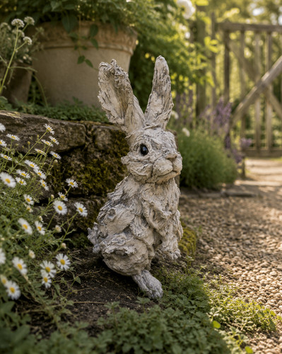 Large wood effect resin rabbit - effect,