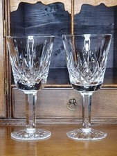 Waterford Crystal LISMORE Claret Wine Glasses PAIR - H14cm (5.5") SIGNED