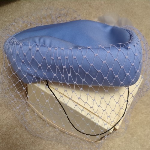 Vintage pale blue pillbox hat - pillbox,