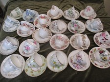 JOB LOT 10 MISMATCH CHINA TEA CUPS & MATCHING SAUCERS  PARTIES/WEDDINGS/TEAROOM