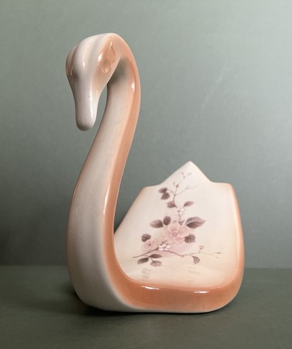 Vntg ceramic swan flowers - vntg,