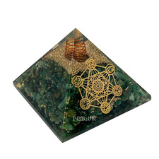 Green Aventurine Metatron Cube Orgone Pyramid  Energy Healing Crystal