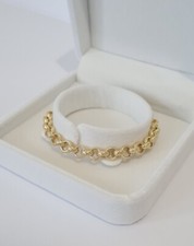 9ct Gold GF, Babies Patterned Belcher Bracelet Boys Girls 6" 6mm Diamond Cut