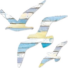 MHYMX Wall Art for Bathroom, 3PCS Bathroom Decor Wood Seagull Ornaments... 