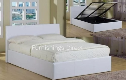 White leather ottoman bed - leather,