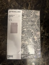 IKEA Jattevallmo Duvet Cover Double Brand New!! 200x200cm Grey And White Paisley