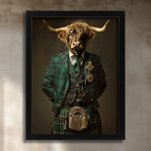 Highland cow portrait wall - wall, art