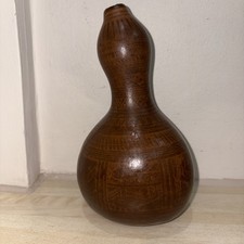 Vintage African Hand painted Dried Gourd  Elephant Buffalo 23cm