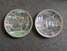 Royal Worcester Sue Scullard Villages Broadway & Polperro Collector Plates
