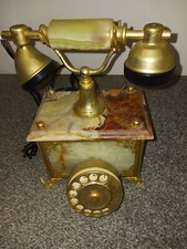 VINTAGE ONYX AND BRASS ROTARY