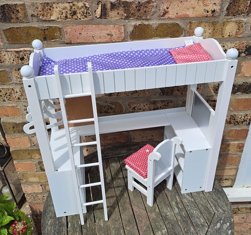 Doll white wooden bunk bed - white,