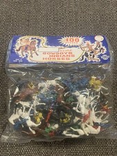 Vintage bundle of Cowboys and Indians Plastic Toy Figures with Horses
