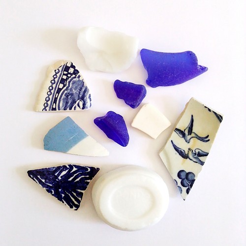 Piece blue white sea - blue, &