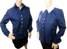 Vintage Womens 1970s Swedish navy blouse shirt field army military middy uniform