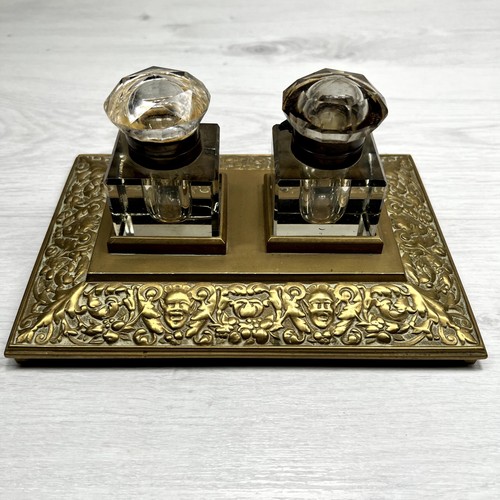 Vintage double crystal inkwell - vintage,
