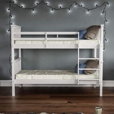 3ft Single Bunk Bed Wooden Pine Frame with Stair / Detachable 2 Beds Frame