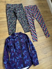 2 x Lucy Locket Loves Leggings Size 1 & M Plus Zip Up Top Size M Bright Job Lot