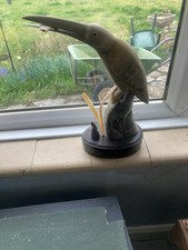 Wooden Bird With Fish Statue