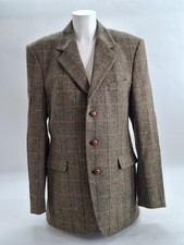 Barbour Harris Tweed Dark Herringbone Pure Wool Jacket Men's 42" Vintage Jacket