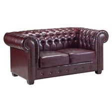 SOFAINSTORE Chesterfield 2 Seater – Oxblood Leather, Deep Buttoned