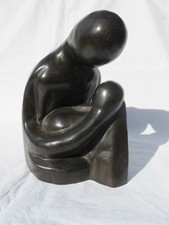 Abstract Modernist Carved Wooden / Wood Mother & Child Sculpture / Figure