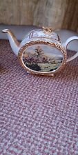 Vintage Sadler Barrel Shaped Teapot English Hunting Horse & Hounds Scene