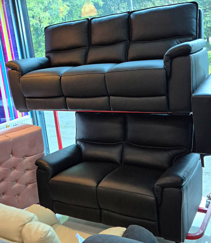 Black real leather - black,
