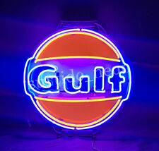 Gulf Gasoline Neon Light Sign Gas Station Man Cave with Acrylic Printed 19"x19"