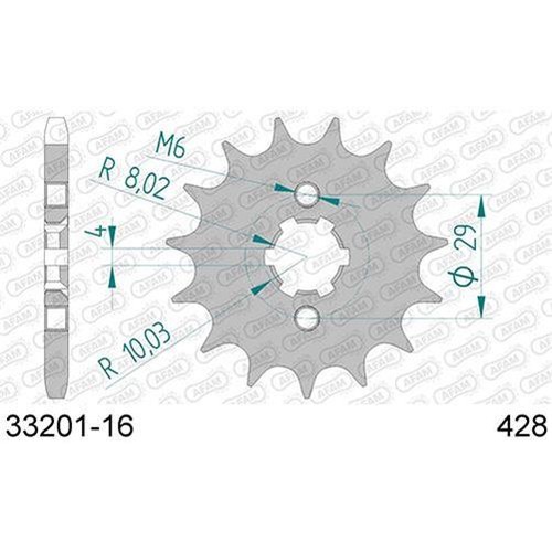 Afam std size 16t - size, front