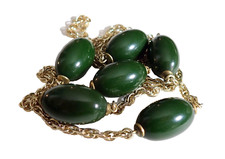 Green Bakelite Bead Necklace