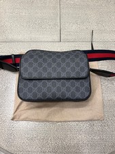 PRE-OWNED GUCCI BLACK GG SUPREME CANVAS SMALL SHOULDER BAG FOR MEN