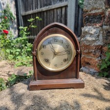 Vintage Ansonia Mantel Clock Gothic Arch Wooden Case Working USA Antique