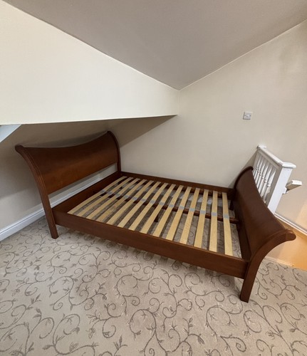 Wooden double sleigh bedframe - wooden,