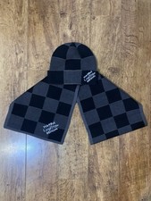 Black Chequered LV Beanie & Scarf Set - One Size | Winter essential | Soft Knit