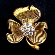 Vintage Gold plated three leaf