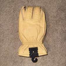 Wells Lamont Precurved Leather Work Gloves Size Medium Soft Lined Yellow/Beige