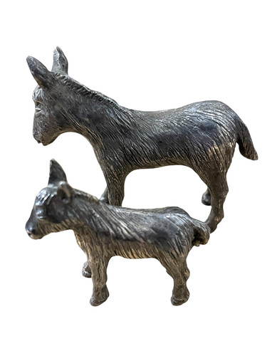 Miniature brass donkeys - donkeys,