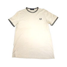 Fred Perry Shirt Mens SMALL White Short Sleeve T Shirt cotton crest Logo Size S