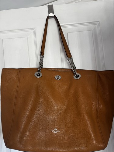 Coach turnlock chain tote tan - coach,