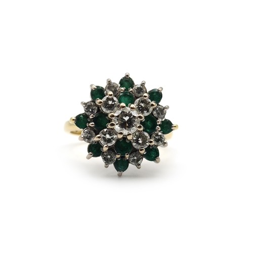 Emerald diamond cluster ring - &,