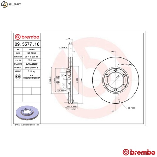 Brake disc 5577 10 - 2x, for