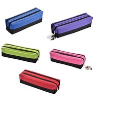 Large Double Zip Fabric Pencil Case - Ideal gift For school/College/ Make up Bag